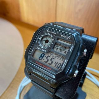 カシオ(CASIO)のカシオ　AE-1200WH BLACK 中古品(腕時計(デジタル))