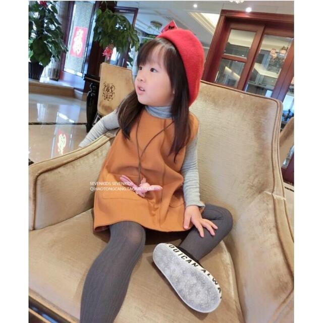 韓国子供服　Aラインワンピース　SALE ベージュ キッズ/ベビー/マタニティのキッズ服女の子用(90cm~)(ワンピース)の商品写真