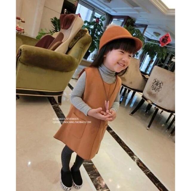 韓国子供服　Aラインワンピース　SALE ベージュ キッズ/ベビー/マタニティのキッズ服女の子用(90cm~)(ワンピース)の商品写真