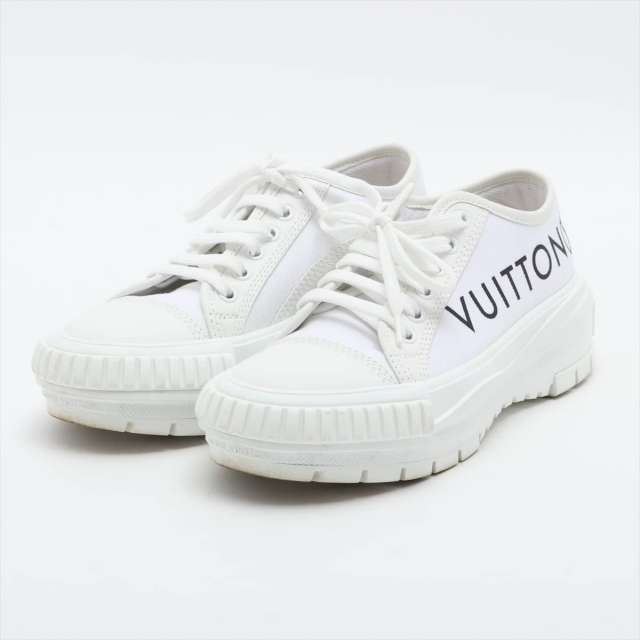 LOUIS VUITTON - ヴィトン LVスクァッドライン キャンバス×レザー 36 ホワイト レディ