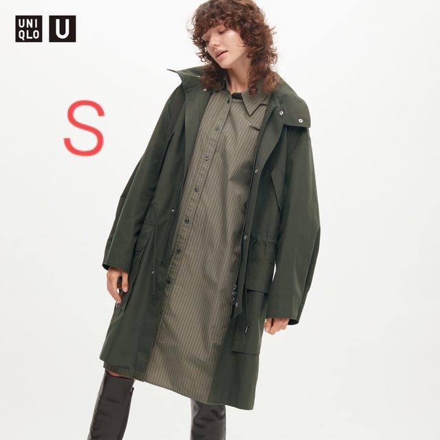 ロングコートUNIQLO U フーデットコート+ S フーデッドコート