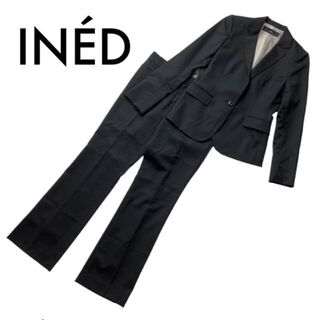 イネド(INED)の美品 INED 11号 ブラック セットアップ スーツ ストライプ柄 1つボタン(スーツ)