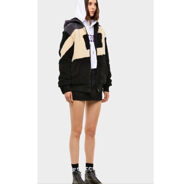新品☆XS!レディース DIESEL ボア フリース ジップアップ パーカー