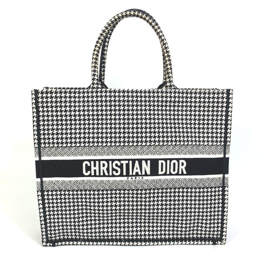 最先端 エンブロイダリー ハウンドトゥース Dior ディオール - Dior 千鳥柄 ホワイト/ブラック キャンバス トートバッグ ブックトート トートバッグ