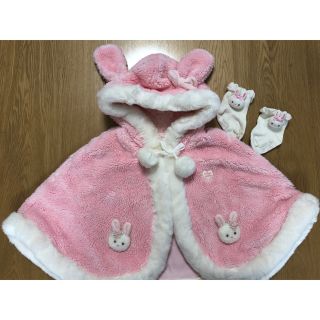 メゾピアノ  いちご  ポンチョと新品 手袋 セット