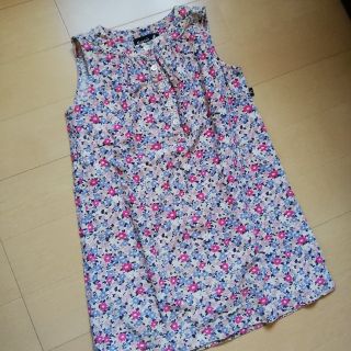 agnes b. enfant アニエス Aラインワンピース 花柄 モノトーン