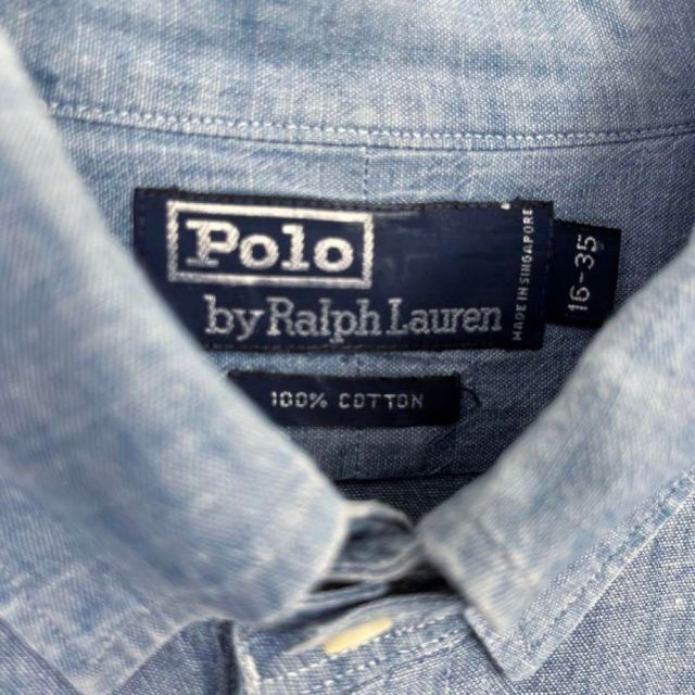 POLO RALPH LAUREN(ポロラルフローレン)のアメリカ古着　ポロラルフローレン長袖シャンブレーシャツ　サイズL ブルー　男女. メンズのトップス(シャツ)の商品写真