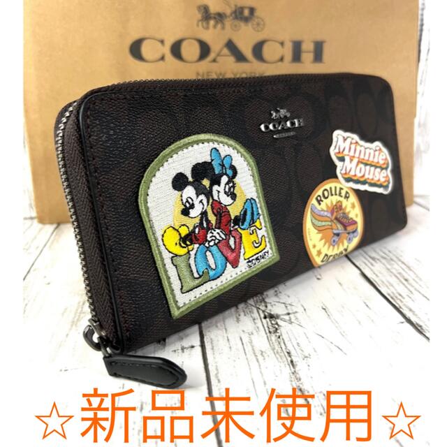 COACH(コーチ)のコーチ COACH×ディズニー ミニーマウス パッチワーク ブラウン 長財布 レディースのファッション小物(財布)の商品写真