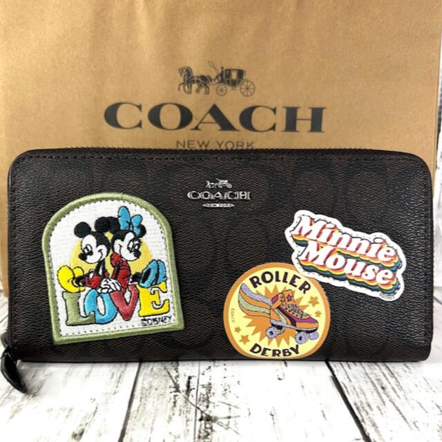 COACH(コーチ)のコーチ COACH×ディズニー ミニーマウス パッチワーク ブラウン 長財布 レディースのファッション小物(財布)の商品写真