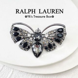 ラルフローレン(Ralph Lauren)のG900/RALPH LAUREN/希少/ブラッククリスタルバタフライブローチ(ブローチ/コサージュ)