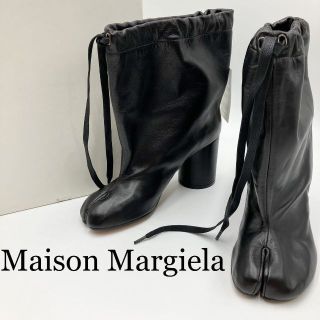 マルタンマルジェラ(Maison Martin Margiela)の新品未使用 メゾンマルジェラ 足袋ブーツ 巾着デザイン ブラック 8cmヒール(ブーツ)