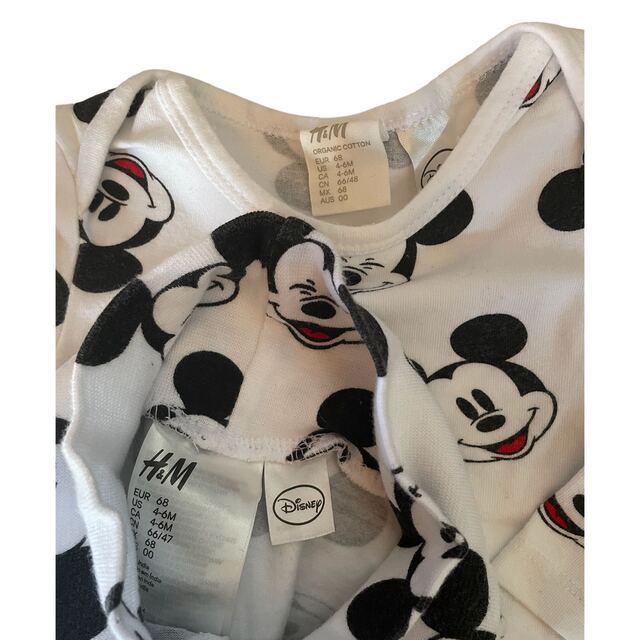 H&M ディズニー ミッキー総柄ロンパース/パンツセット 4-6M