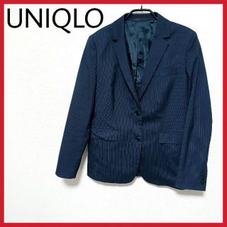 ユニクロ(UNIQLO)のUNIQLO　テーラードジャケット　ストライプ　濃紺　ネイビー　オフィス(テーラードジャケット)