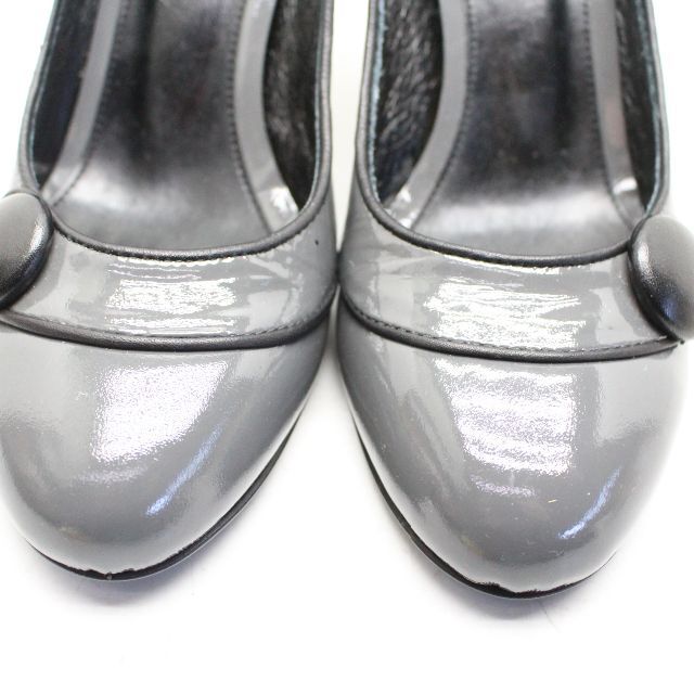 POOL SIDE(プールサイド)の美品 POOL SIDE 本革エナメルパンプス 22 グレー/B88 レディースの靴/シューズ(ハイヒール/パンプス)の商品写真