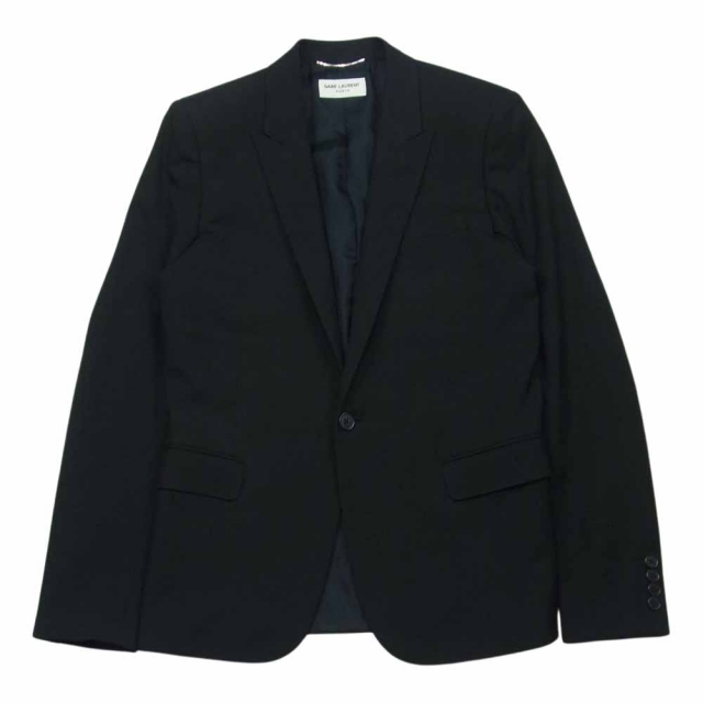 SAINT LAURENT サンローラン ジャケット 14AW 343250 YM39M 国内正規品 エディ期 裏地シルク100％ ピークドラペル 1B テーラード ジャケット ブラック系 46