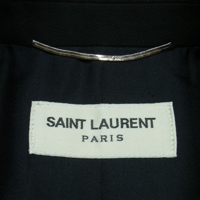 SAINT LAURENT サンローラン ジャケット 14AW 343250 YM39M 国内正規品 エディ期 裏地シルク100％ ピークドラペル 1B テーラード ジャケット ブラック系 46 3