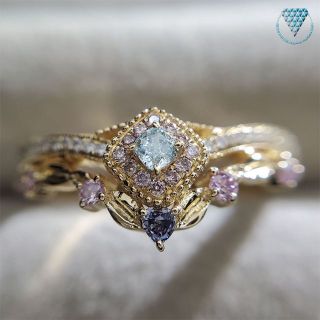 0.059 ct & 0.021 ct 天然 ブルー 系 ダイヤ リング(リング(指輪))