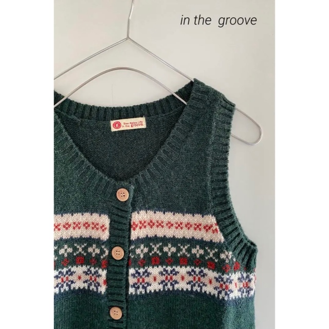 in the groove(インザグルーヴ)のin the  grooveインザグルーブ＊ニットベスト＊dark-green レディースのトップス(ベスト/ジレ)の商品写真