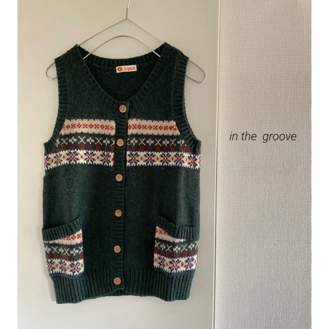 in the groove(インザグルーヴ)のin the  grooveインザグルーブ＊ニットベスト＊dark-green レディースのトップス(ベスト/ジレ)の商品写真