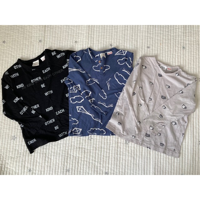 ZARA KIDS(ザラキッズ)のZARA Tシャツ　カットソー　3枚セット キッズ/ベビー/マタニティのキッズ服男の子用(90cm~)(Tシャツ/カットソー)の商品写真