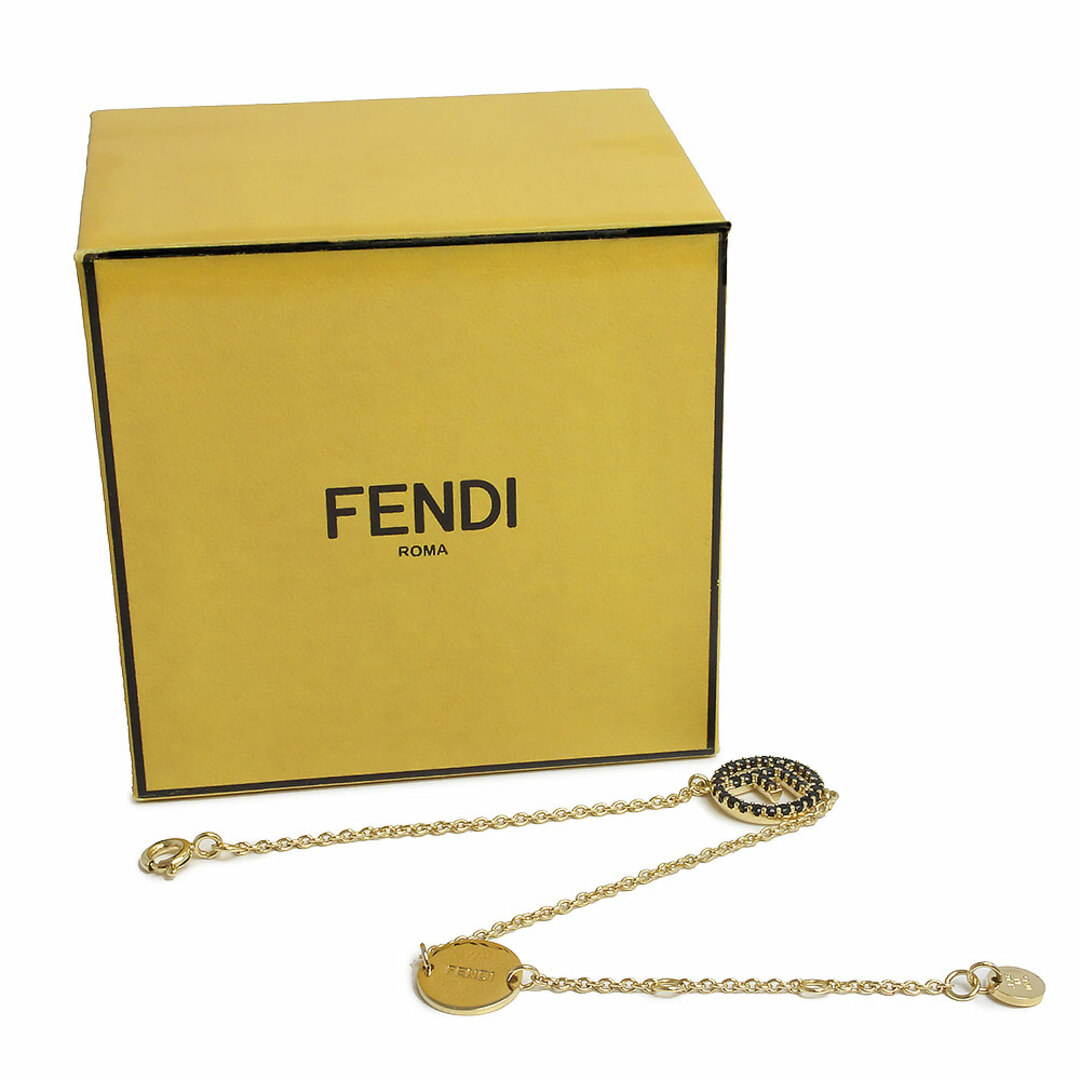 フェンディ ラインストーン エフ イズ フェンディ サークルF ブレスレット ゴールド ブラック 黒 8AG761 箱付 FENDI（新品・未使用品）