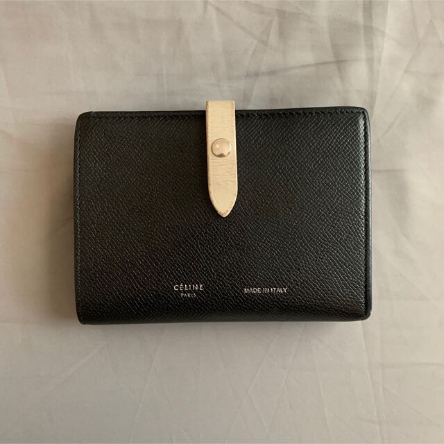 CELINE セリーヌ　財布　ストラップウォレット　バイカラー　黒