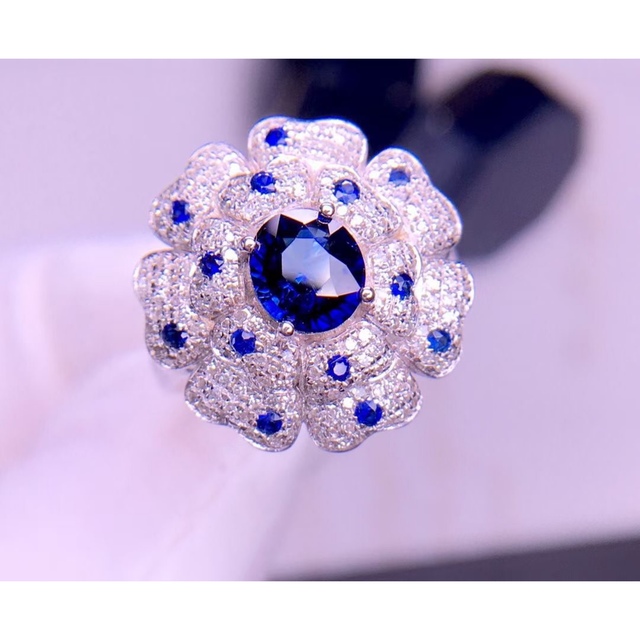天然 ブルーサファイア ダイヤ リング1.2ct k18 ¥