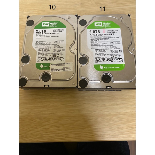 WD20EZRZ   2TB HDD 2台セット　計4TB内容クリア済