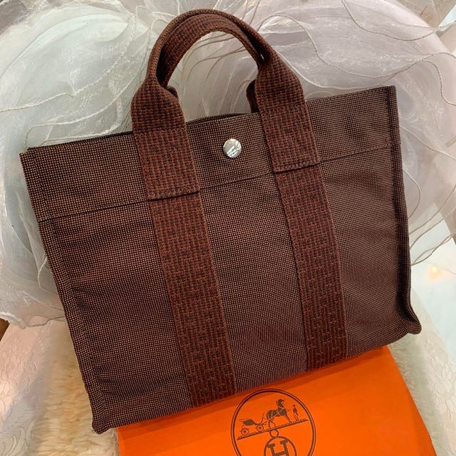 ☆美品☆HERMES エルメス エールライン トートバッグPM ブラウン