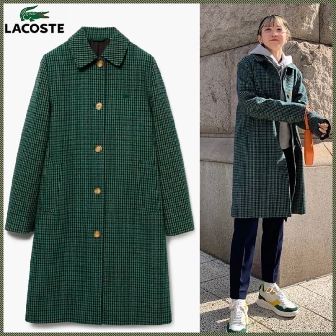 【XL】定価７万■新品■現行品■LACOSTE■レトロチェック柄ウールコート■緑 | フリマアプリ ラクマ