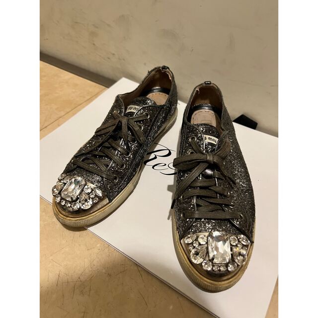 miumiu ビジュースニーカー　37.5 23.5-24cm | フリマアプリ ラクマ