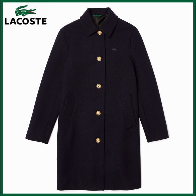 S】定価7万□新品□現行品□LACOSTE□レトロクラッシックウールコート