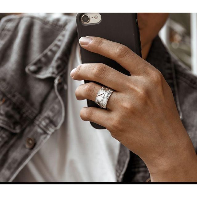 メンズ　リング　指輪 シルバー　韓国　フェザー　アンティーク フリーサイズ メンズのアクセサリー(リング(指輪))の商品写真