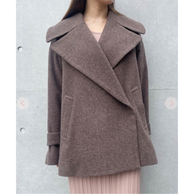 COCODEAL ショートワイドカラーコート ブラウン ジャケット/アウター COCODEAL ショートワイドカラーコート ブラウン ジャケット/アウター