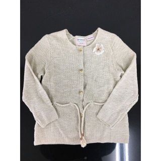 ザラ(ZARA)の腰紐フラワーカーディガン　ベージュ　98cm　2-3歳向け　ZARA　キッズ　新(カーディガン)