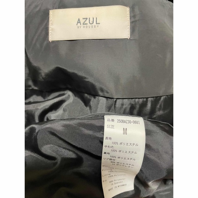 AZUL by moussy(アズールバイマウジー)のAZUL by moussy ハーフコート　ブラック　フード付き　サイズM レディースのジャケット/アウター(ダウンジャケット)の商品写真