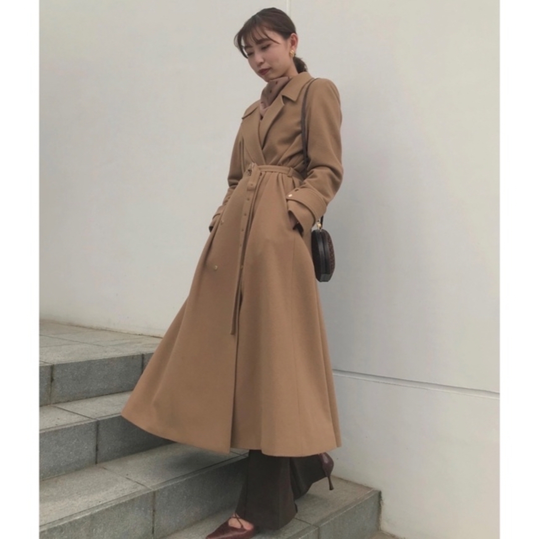 アメリヴィンテージ BELT FLARE LONG COAT ブラウン フレア