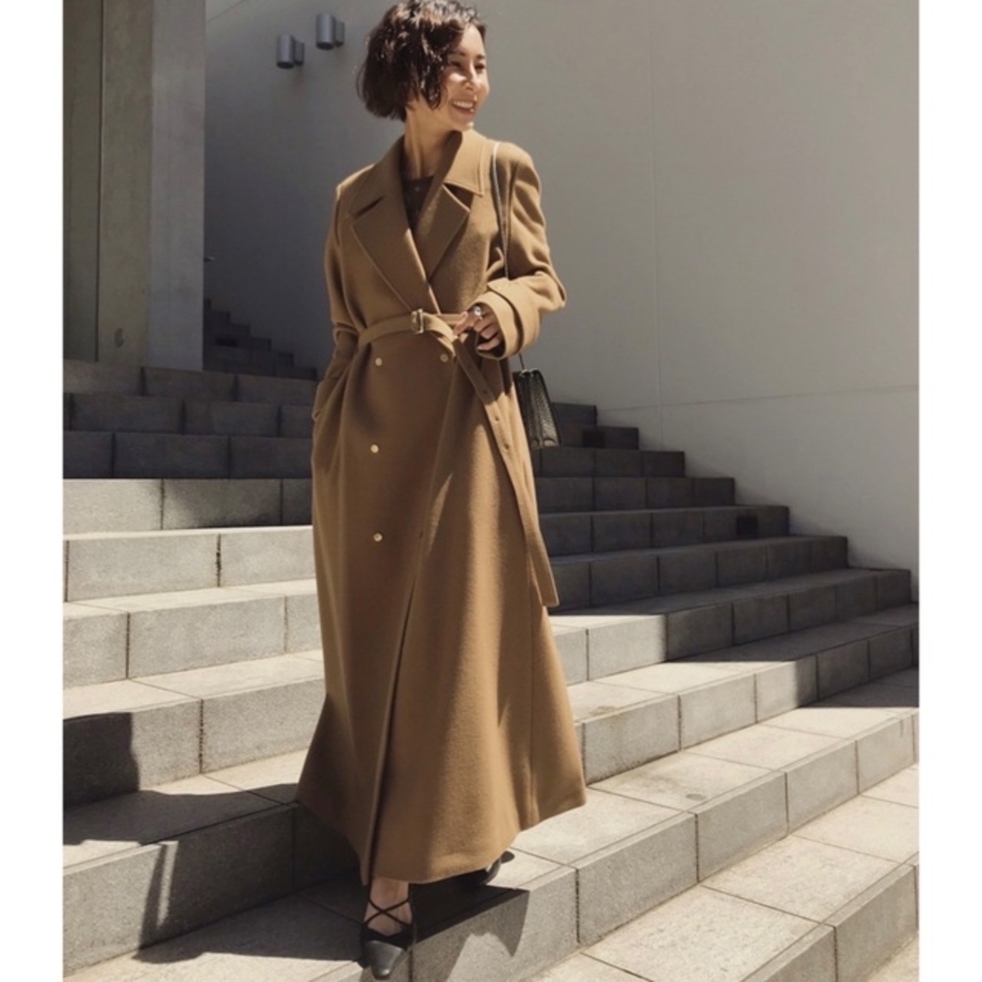 アメリヴィンテージ BELT FLARE LONG COAT ブラウン フレア