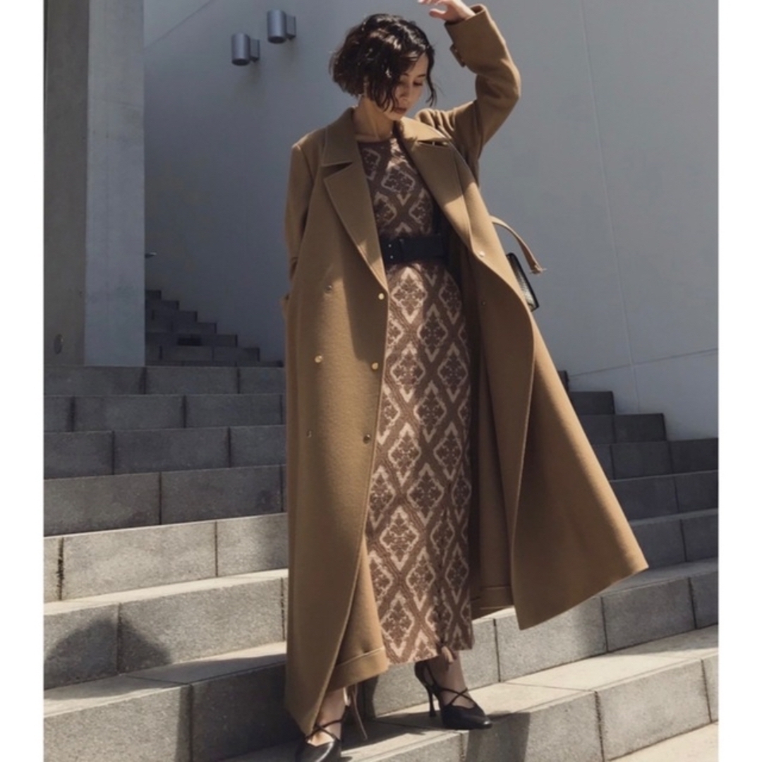 アメリヴィンテージ BELT FLARE LONG COAT ブラウン フレア