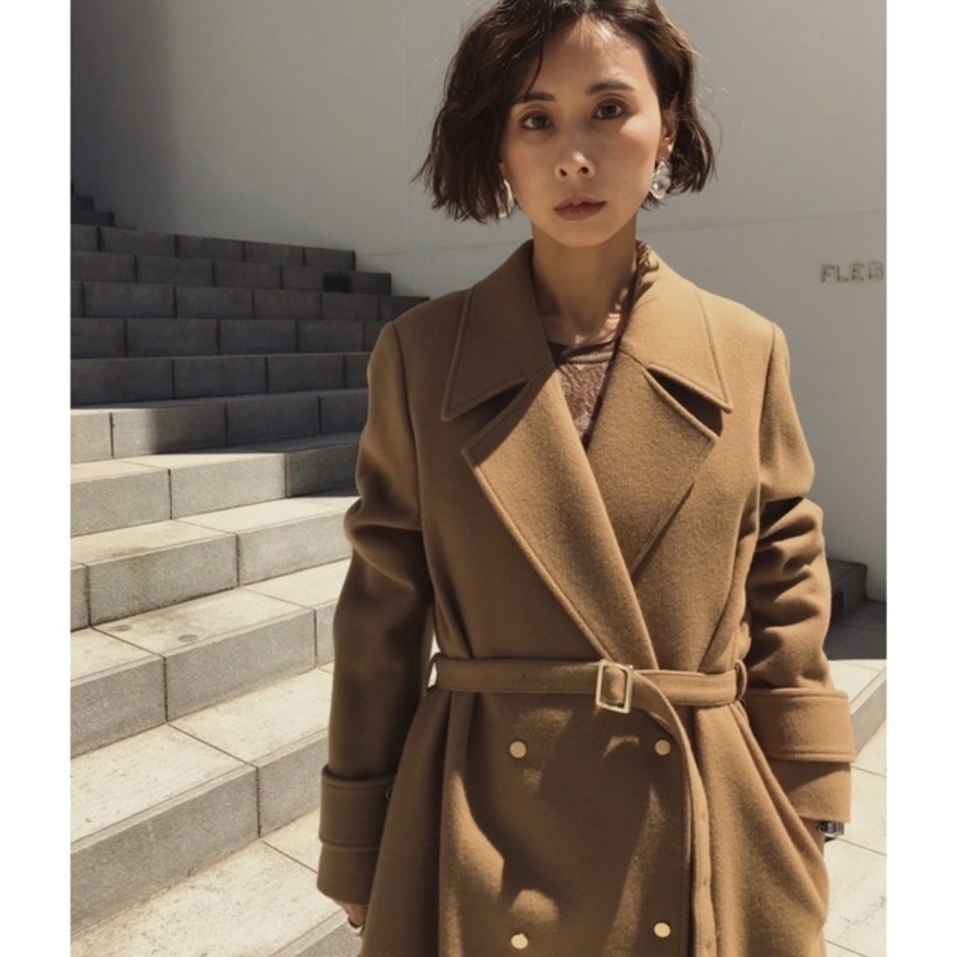 アメリヴィンテージ BELT FLARE LONG COAT ブラウン フレア-