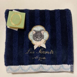 ラデュレ(LADUREE)のラデュレ　ハンドタオル　大判タオルハンカチ　猫　ストライプ(ハンカチ)