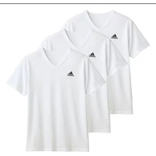 アディダス(adidas)の新品 グンゼ アディダス L メンズ adidas 半袖 白 Ｖネック 吸汗速乾(Tシャツ/カットソー(半袖/袖なし))