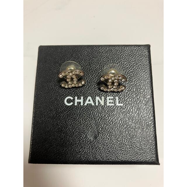 CHANEL ピアス　シルバー　ラインストーンピアス