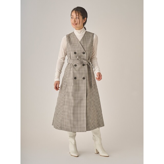 CELFORD(セルフォード)3WAYフリルトレンチコートチェック36