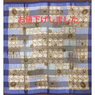 LANCETTI  スカーフ　絹100%  イタリア　ミラノ　ブルー(バンダナ/スカーフ)