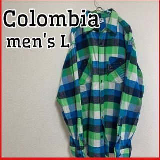 コロンビア(Columbia)のColombia メンズ　L ネルシャツ　シャツ　長袖　コロンビア　厚手　緑(シャツ)