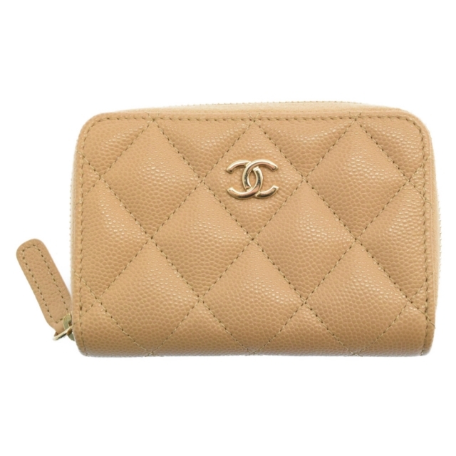 正規 CHANEL 28397810 ベージュ コインケース クラシックジップ