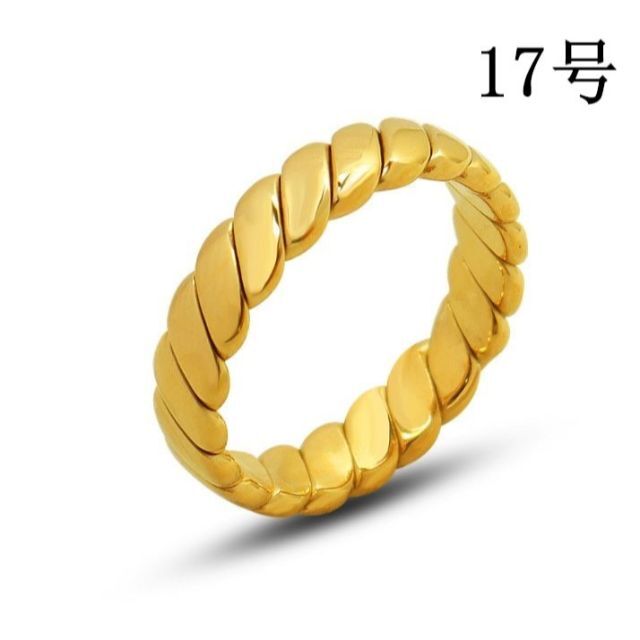 ツイスト リング ゴールド 17号 ストライプ レトロ 18金 Ｋ18 指輪 レディースのアクセサリー(リング(指輪))の商品写真