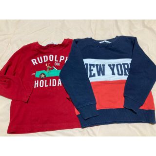 エイチアンドエム(H&M)のbaiya 90 エイチアンドエム トレーナー ボーダー 長袖 クリスマス 美品(Tシャツ/カットソー)