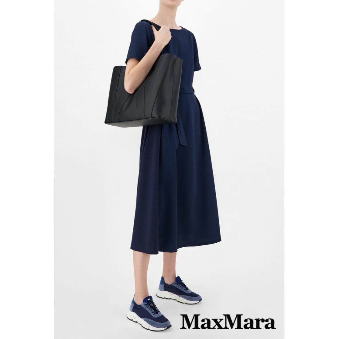 Max Mara(マックスマーラ)のマックスマーラ コンビ素材ワンピース ネイビー レディースのワンピース(ロングワンピース/マキシワンピース)の商品写真